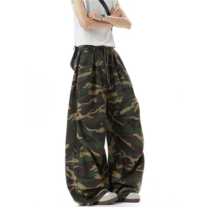 2025秋冬新款男美式迷彩伞兵工装裤女宽松阔腿裤嘻哈街舞休闲裤子图片