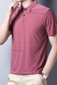翻领百搭2023年夏季宽松中年长袖时尚上衣潮流T恤QPSF102图片