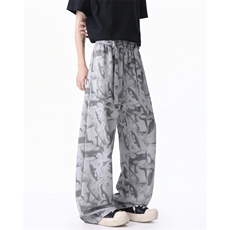 2026春款时尚飘带印花宽松百搭休闲裤男士垂感长裤K9963-特P40，男装休闲裤，电商A006