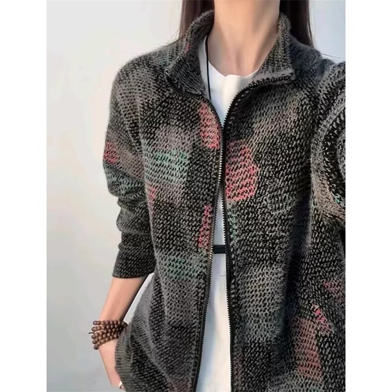 小香风格子开衫卫衣外套男美式复古夹克高级感针织上衣LM26-P75,男装夹克,星座1008