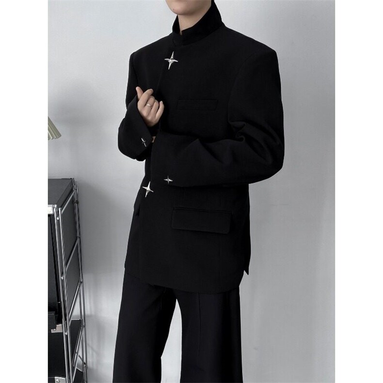 新中式男装黑色垫肩西装外套男痞帅SNK110-P66,男装西服,星座1109-3