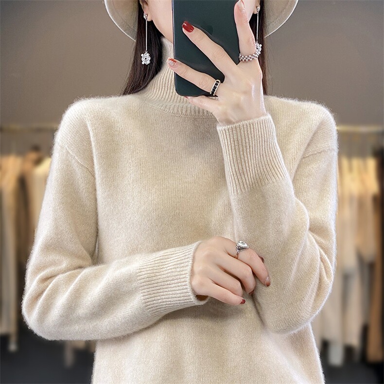 2025年秋季针织常规款半高圆领套头长袖单件休闲/淑女,针织衫/毛衣,戎洋