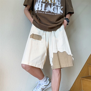 8XL-M 特大码短裤男夏季新款大码vibe破洞拼接高街短裤DK1518P50图片