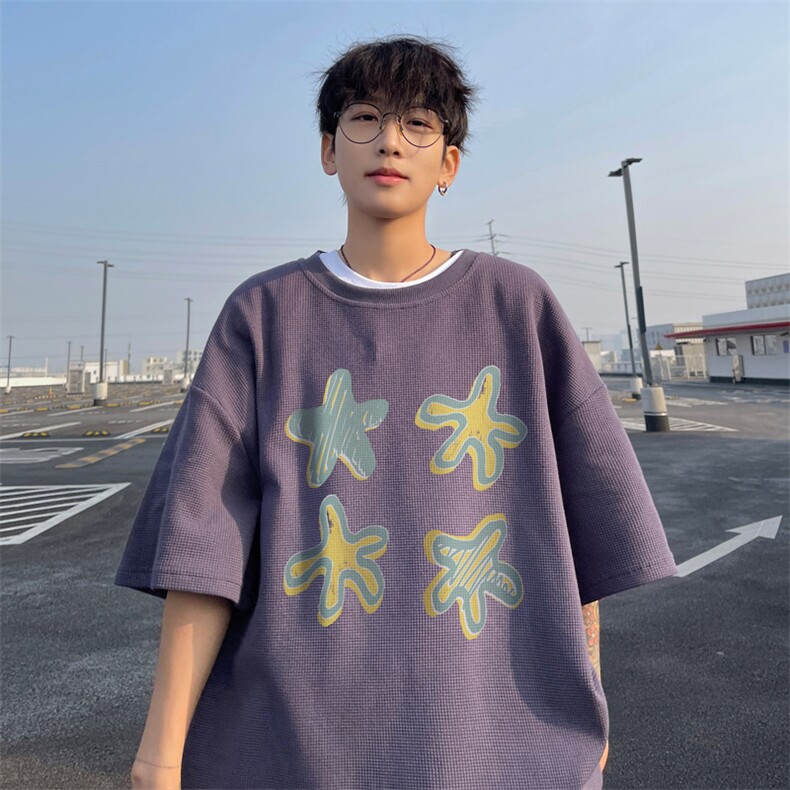 ！2025夏季新款男士华夫格印花短袖T恤半袖TXH2402特P19,男装T恤,电商B220