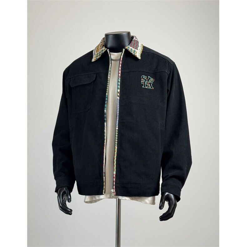 706-1-JK809-P75现货秋季日系民族风工装翻领夹克刺绣宽松外套，男装民族服装，星座706-1