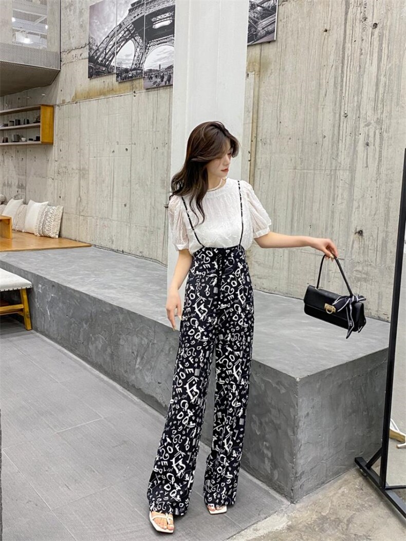 YCJ吊带直筒长裤雪纺面料，女装背心吊带，YCJ