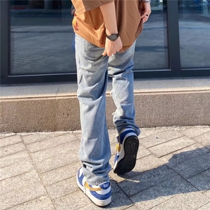 新款慵懒文艺简约潮潮流男ins长裤原宿青春流行牛仔裤XX8819图片
