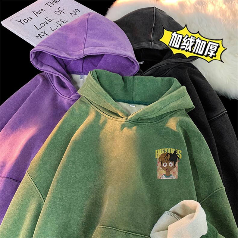 直播品质 500克重磅潮牌美式做旧炒雪花水洗加绒卫衣 H1356特P65图片