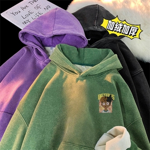 直播品质 500克重磅潮牌美式做旧炒雪花水洗加绒卫衣 H1356特P65图片