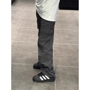 美式hiphop裤子贴标设计机能户外冲锋裤男vintage小众直筒休闲裤图片