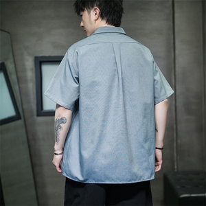 夏季 大码宽松短袖上衣衬衫盘扣中袖衬衣风薄外套男 C50/P55图片
