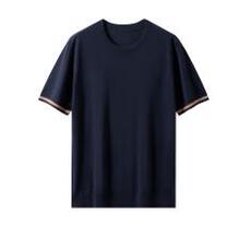 2025年秋季新款百搭男士圆领精仿短袖，男装针织衫/毛衣，榆莲羊绒