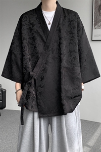 风提花开衫道袍七分袖汉服大码中式禅服冰丝和服外套DP1101/P58图片
