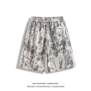 抖音品质夏季新款潮流扎染条纹宽松短裤B315-K25796-特p25控48图片