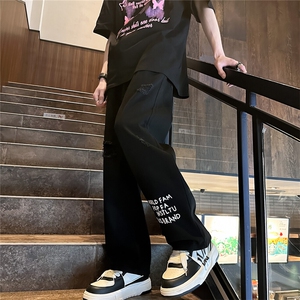 k705-p48-控68 M-5XL 现货oversize cleanfit风黄泥牛仔裤破洞图片