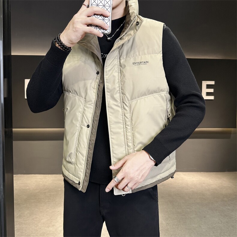 短款立领拼色羽绒马夹男休闲日系保暖外套马甲背心M73-P120,男装背心/马甲,电商A239