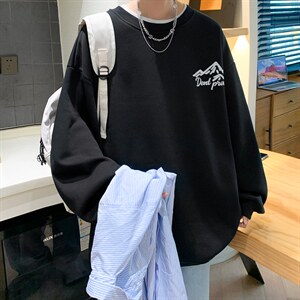 抖音供货、复合360克现货足印花圆领卫衣宽松 D223A-T22869-P40图片