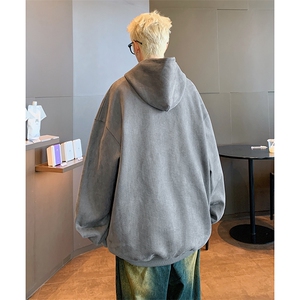 港风大码日系复古麂皮绒钢印套头连帽卫衣 XZ213-JPR201-P70控88图片