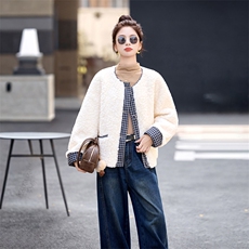羊羔毛撞色减龄保暖皮毛一体，女装皮草，衣佳和