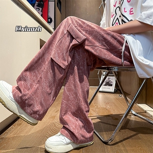XZ616 夏季扎染宽松百搭灯芯绒长裤抽绳休闲裤 TY1023 P55控68图片