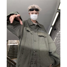 美式高街渐变色牛仔外套男春秋港风宽松水洗工装夹克男JK8898，男装夹克，星座1116A-1（原606A）
