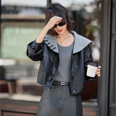 【秋季女装现货】大量现货短款韩版皮衣外套P-125，女装皮衣，简古