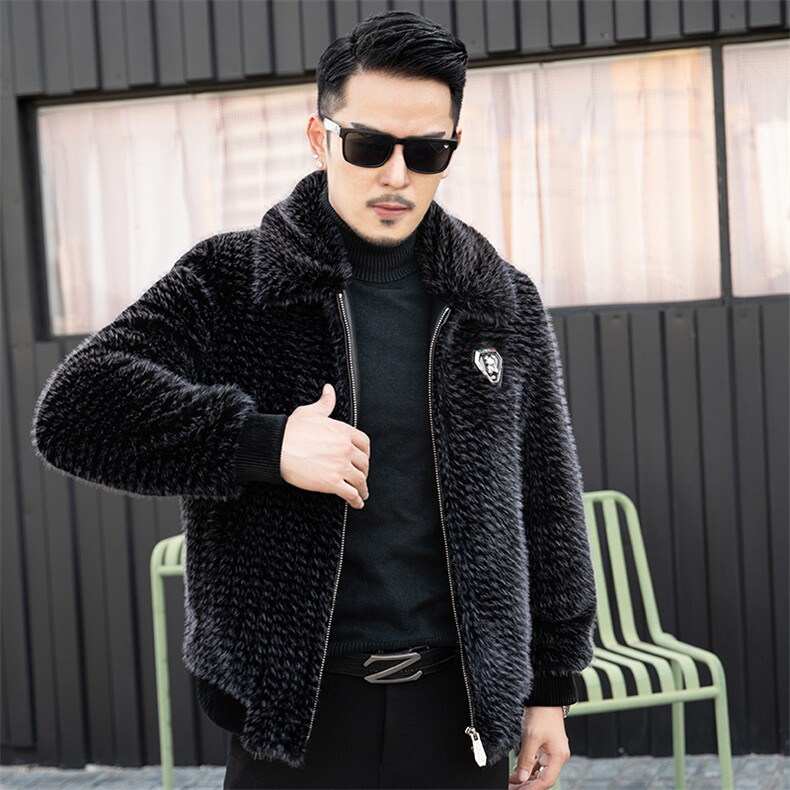 卡貂绒男士纯色外套男秋冬季2023新款翻领夹克中年商务休闲上衣,男装夹克,电商B212（原钱塘6029）