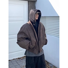 MRNEARLY美式假两件夹克棉服冬季外套男春秋款慵懒风宽松连帽棉衣，男装夹克，四季星座505
