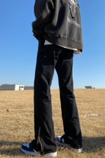 高街牛仔裤黑白色拉链款微喇叭裤715-6-BX08P65（控88），男装牛仔裤，星座715-6