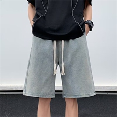 高质量~男士牛仔短裤夏季薄款宽松休闲美式高街帅气百搭五分中裤，男装牛仔裤，星座1013