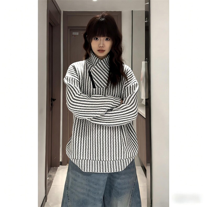 高品质春装新款老钱风美式高街鱼骨纹斜拉链解构高领卫衣长袖t恤,男装T恤,电商A443