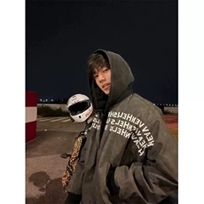 字母印花外套男款秋冬潮牌痞帅短款机车夹克棒球服BJK964，男装夹克，星座208-5