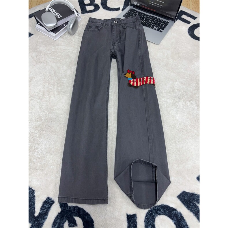 B221 美式ins高街直筒洗褪布腊肠狗休闲牛仔裤 LK26644-特P48控88图片