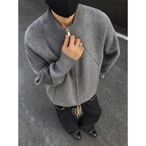 YK86098-P50 腈纶45%锦纶24.3%聚酯纤维30.7%立领拉链开衫毛衣男图片