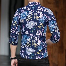 2021花衬衫男新款印花长袖衬衫男中青年休闲外套QT5030/7812p38，男装衬衫，电商A012