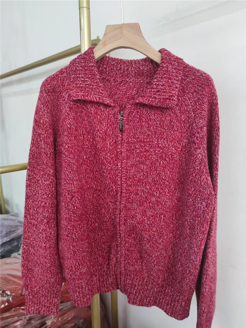 2025年秋季常规款通勤单件长袖花纱拉链开衫时尚百搭，女装针织衫/毛衣，初婷羊绒