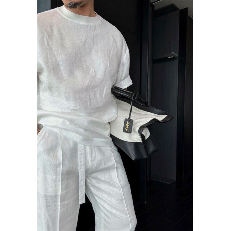 网图，老钱风微阔人字纹套装抖音得物可送样A061-XZ80016-特批100，男装休闲套装，电商A061