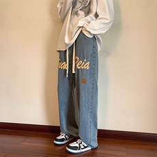 直筒牛仔裤男秋季潮牌ins宽松裤美式高街vibe长裤N0614-P45，男装牛仔裤，星座308B-1