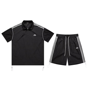 美式三条杠冰丝休闲男装夏季运动套装男款搭男生速干衣服TZ116p50图片