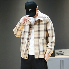 男士呢子外套男春秋季新款韩版潮流格子夹克DS861T，男装夹克，电商A102