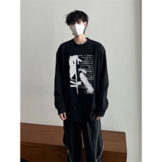 美式复古长袖T恤小领口打底衫，男装T恤，星座310A-4