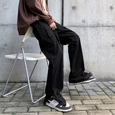 高街机能口袋排扣裤男秋冬开衩收脚裤工装休闲裤纯棉ZK116P46，男装休闲裤，星座1116-2