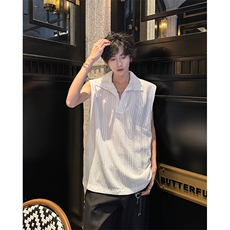 8XL-M夏竖条纹纯棉背心男韩版宽松坎肩休闲运动午休T恤肌理DX333，男装背心/马甲，电商D206-1