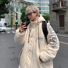 麂皮绒连帽棉衣男女棉服新款棉袄加绒外套冬装3355-P90控128，男装棉衣，星座207