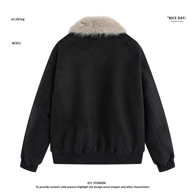 平铺~冬季麂皮绒棉服美式毛领阔版棉衣外套E068/P138,男装棉衣,电商B331
