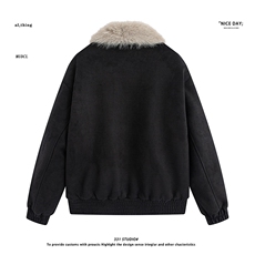 平铺~冬季麂皮绒棉服美式毛领阔版棉衣外套E068/P138，男装棉衣，电商B331