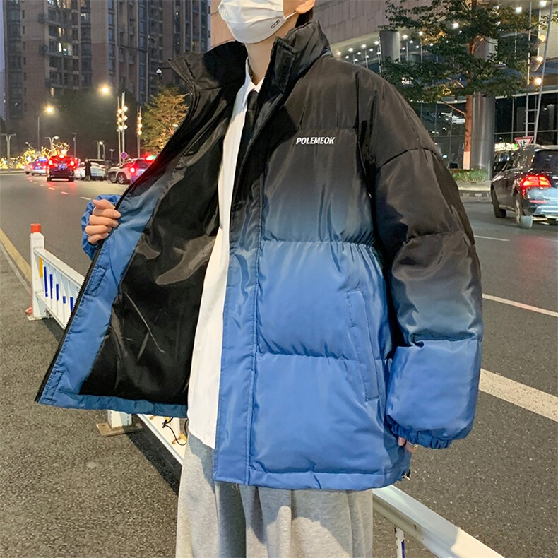 2022渐变加厚棉衣宽松潮流外套冬季新款棉服外立领复古W6191-P88,男装棉衣,星座512-2