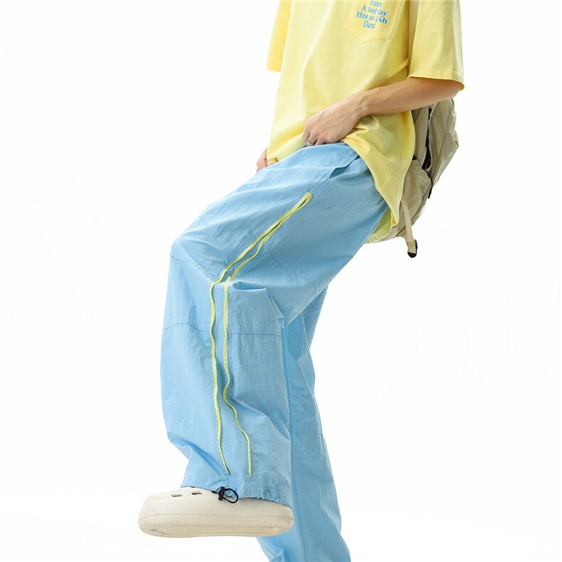 【现货】多巴胺尼龙速干裤侧拉链撞色伞兵裤XZ502-K758-P55控79，男装休闲裤，星座502