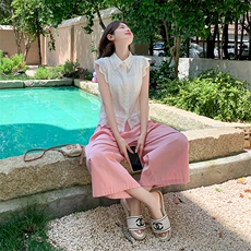 现货高级感穿搭韩系休闲减龄九分裤两件套装2937P145K218，女装套装/套裙，2C029