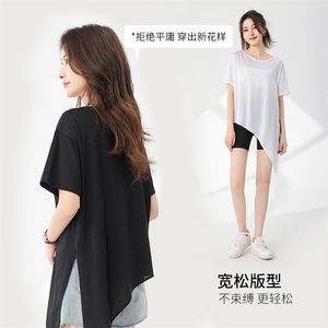 短袖t恤女2025年夏季女装上衣时尚休闲纯色系带宽松显瘦图片